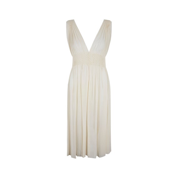1930s Cream Silk Crepe Smocked Night Dress - image 1
