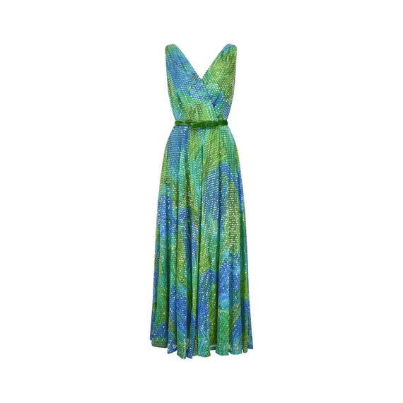 1960s William Travilla Green and Blue Sequin Dress - Etsy