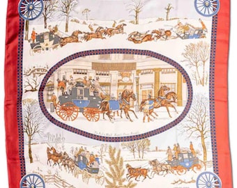 エルメス シルクスカーフ カレ90「トゥルネ・マネージュ」レッド