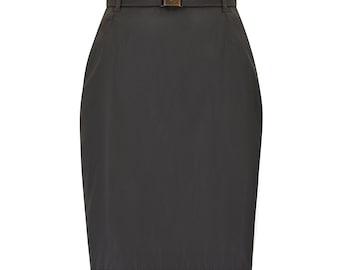 1990s Prada Brown Ballistic Nylon Pencil Skirt With Utility 1990s Prada Brown Ballistic Nylon Pencil Skirt With Utility