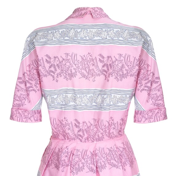 1950s Horrockses Pink Cotton Leaf Print Dress - image 4
