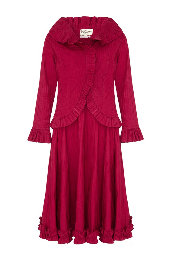 Tachi Castillo 1970s Deep Crimson Mexicana Blouse