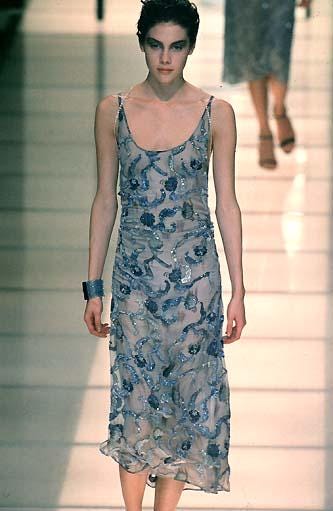 S/S 1998 Runway Giorgio Armani Beaded Chinoiserie Slip Dress