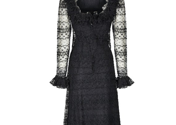 1970s Madame Gres Haute Couture Black Silk & Lace… - image 5