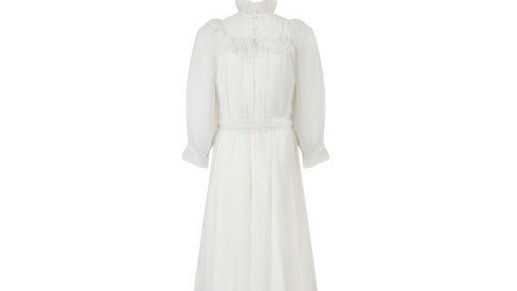 1970s Vera Mont White Georgette Maxi Dress - image 6