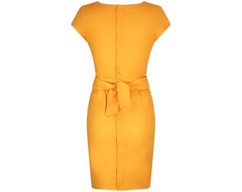 1990s Thierry Mugler Yellow Textured Cotton Dress - Etsy Hong Kong