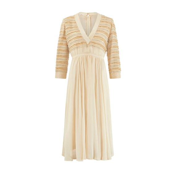1970s Christian Dior Butterscotch Silk Sequin Trimmed Midi Dress - Etsy 1970s Christian Dior Butterscotch Silk Sequin Trimmed Midi Dress - Etsy