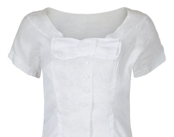 1950s Christian Dior White Cotton Blouse - image 4