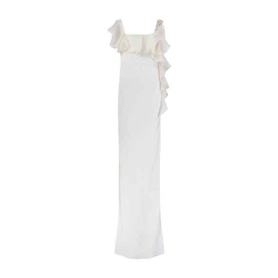 Valentino White Dress With Ruffle Detail and Embellished Strap - Etsy Israel