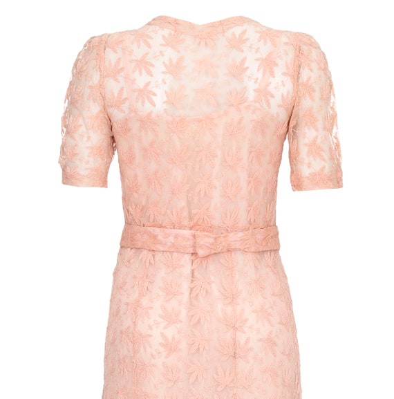 1930s Pale Pink Embroidered Lace Tea Gown Dress - image 4