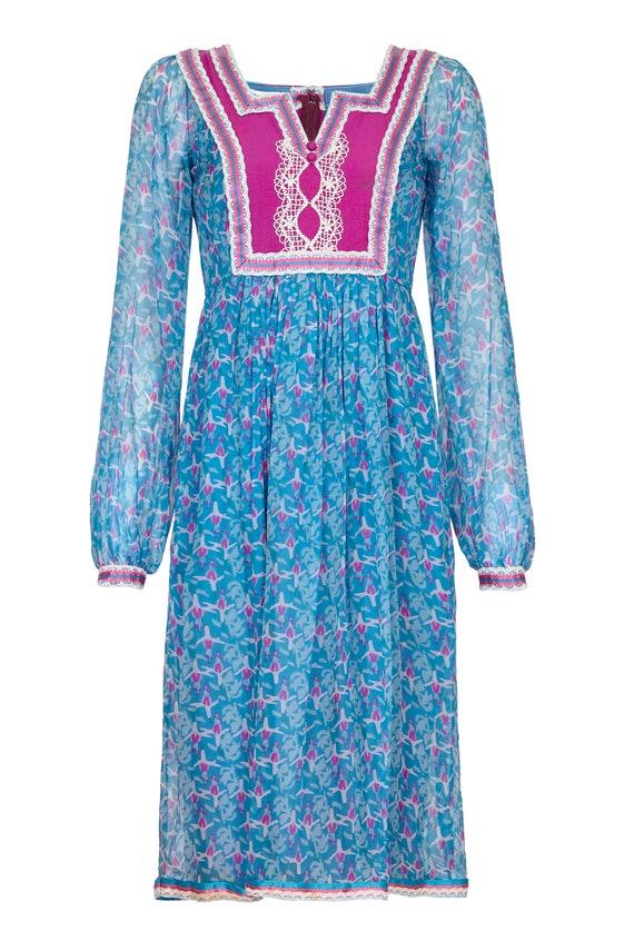 1970s Rumak Couture Boho Silk Chiffon Dress - like