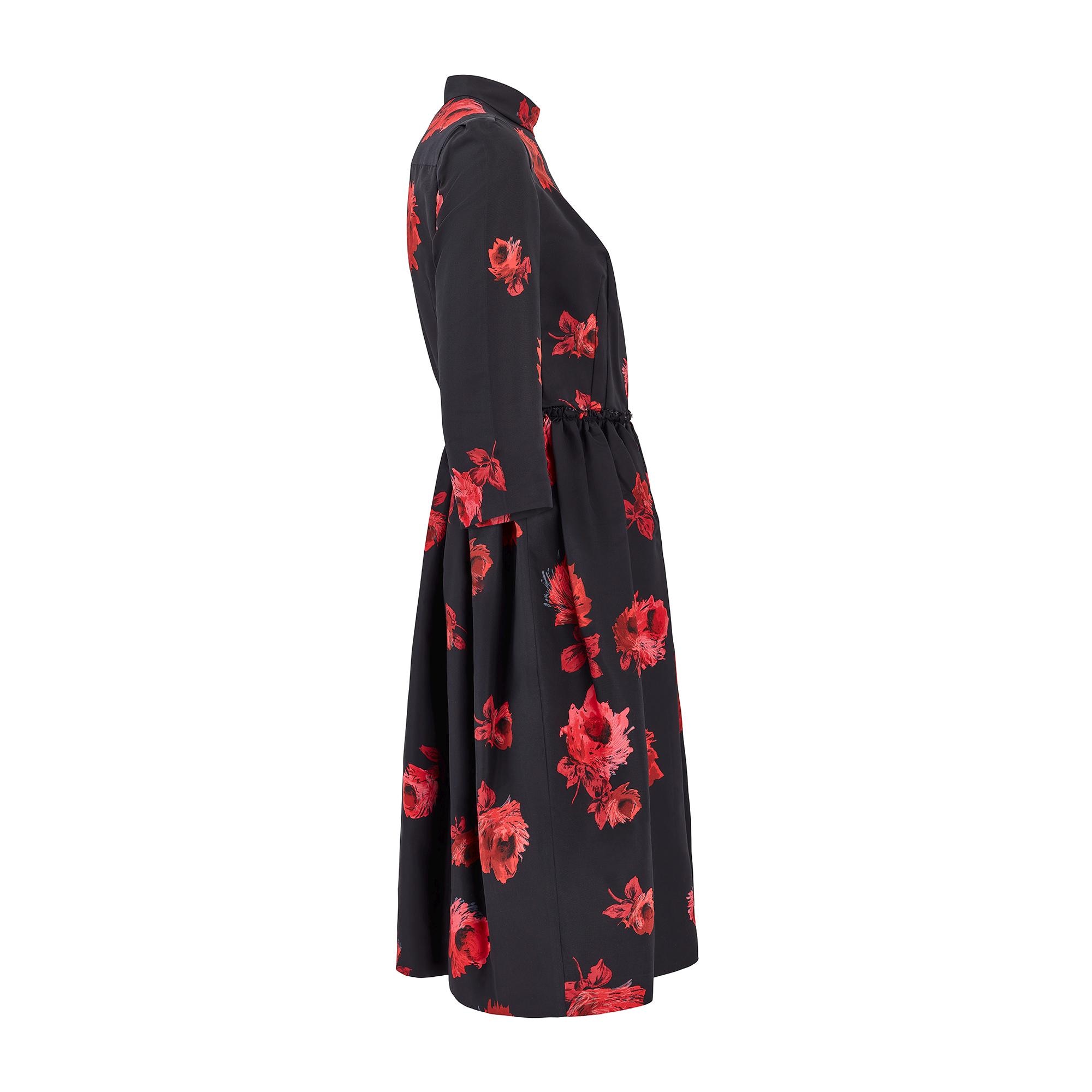 prada red flower dress Prada // Red & Gold Floral Jacquard Bowtie Dress VSP Consignment