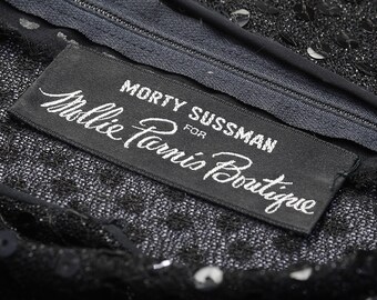 1970s Morty Sussman for Mollie Parnis Black Sequinned Dress