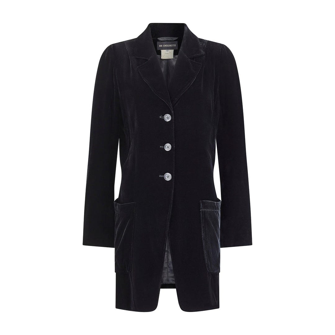 1990s Ann demeulemeesterロングテーラードジャケット本人期 1990s Ann Demeulemeester Silk Velvet Long Line Jacket - Etsy