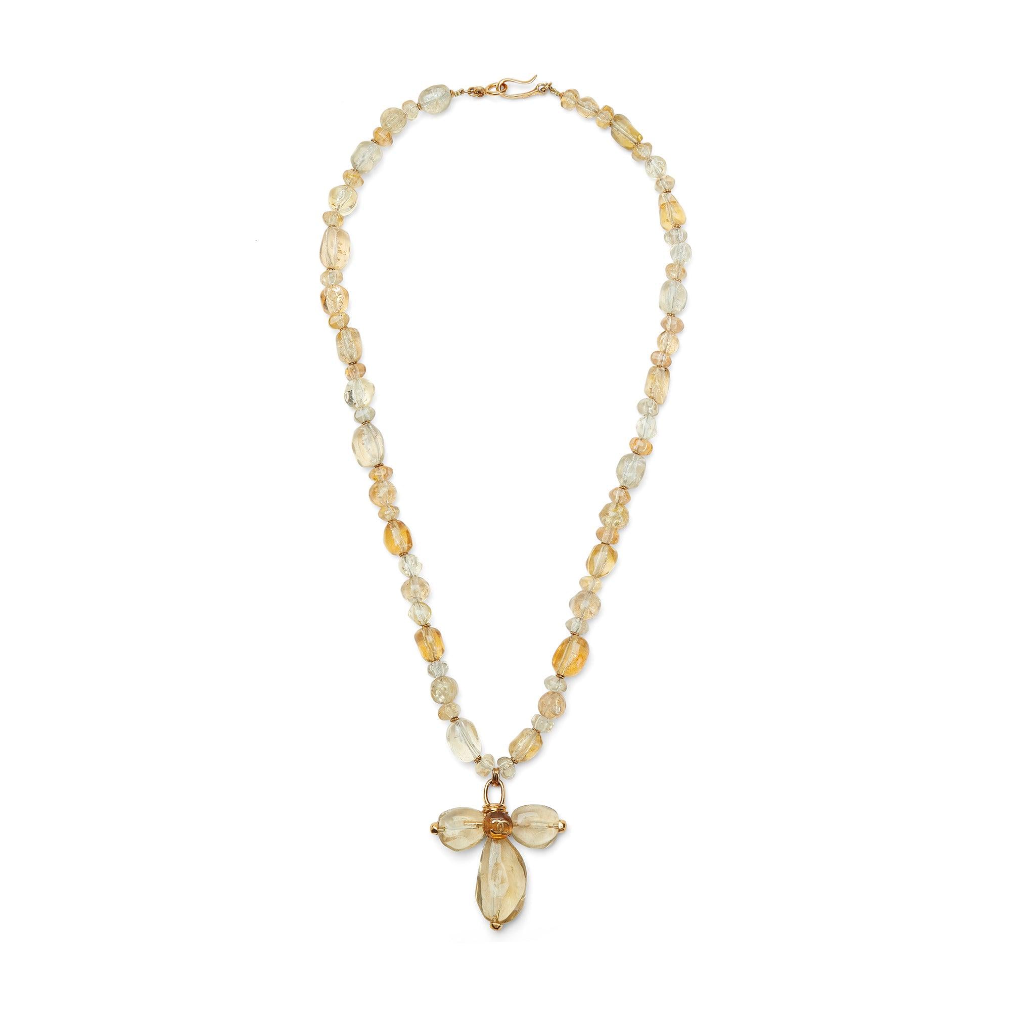 1999 Chanel Topaz and Quartz Beaded Resin Necklace - Etsy