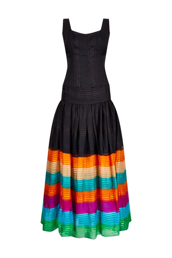 rainbow chiffon maxi dress 1970s Silk Tiered Haute Couture and a flowing high Core Colors:Toast rainbow dress womens interview wear Blush Teen Coast Cross