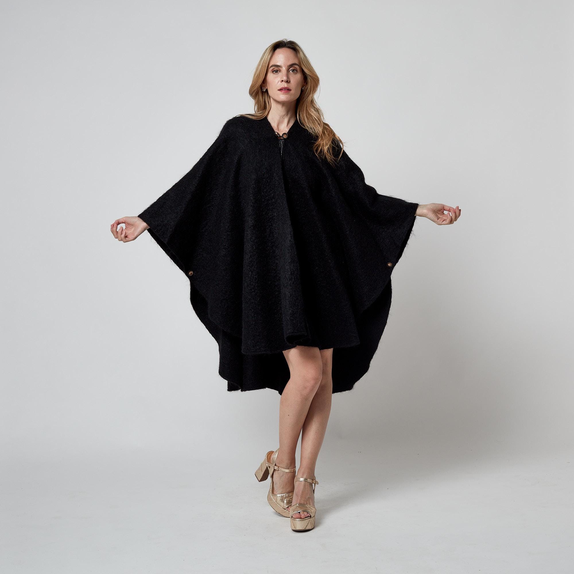 1980s Maurice Daquin Black Felt Wool Cape Coat - Etsy