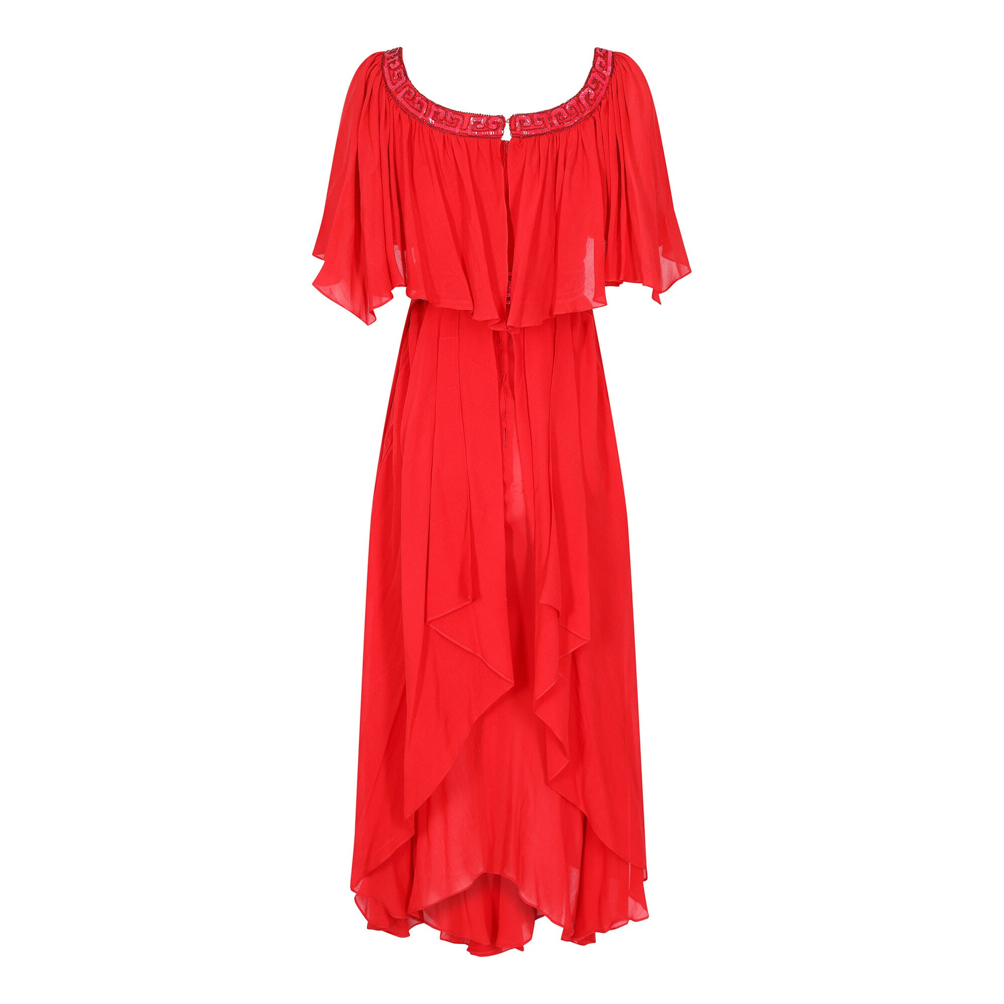 Ted Lapidus 1970s Flame Red Couture Dress Etsy