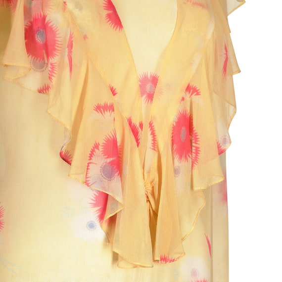 1920s Yellow Chiffon Floral Dress - image 4