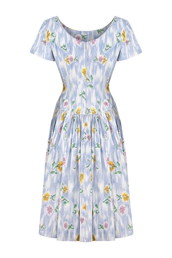 1950s Sambo Fashions Cotton Floral Print Dress Wi… - image 3