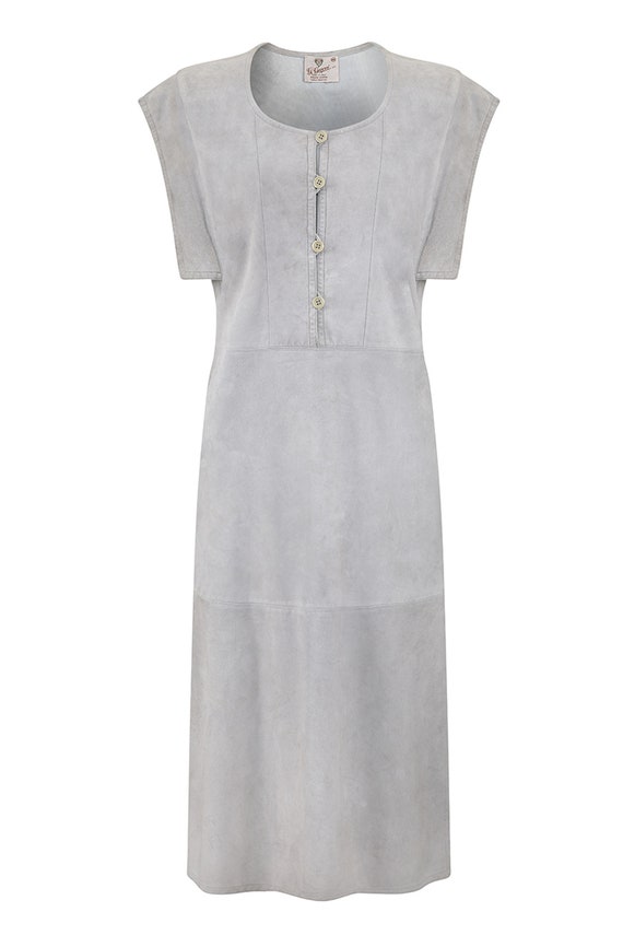 1970s Gucci Soft Grey Suede Tunic Style Dress - image 1