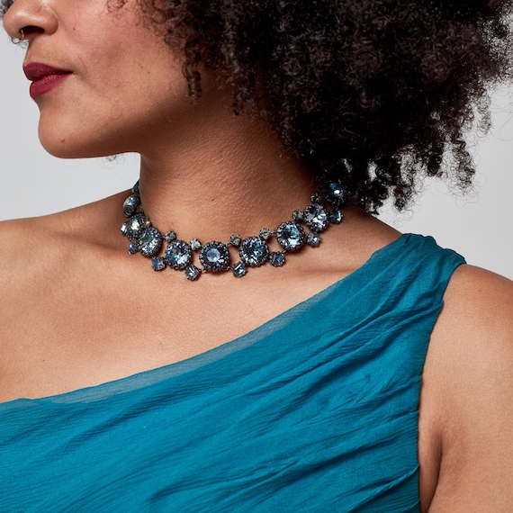 1950s Christian Dior Blue Crystal Necklace - Etsy