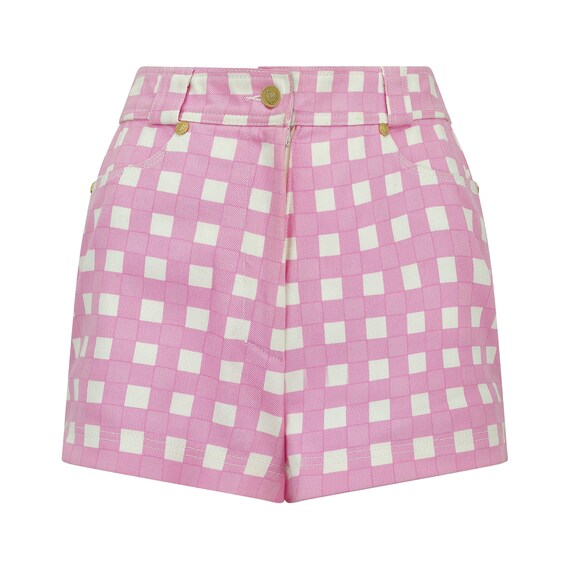 1993 Runway Gianni Versace Pink and White Gingham Shorts - Etsy 