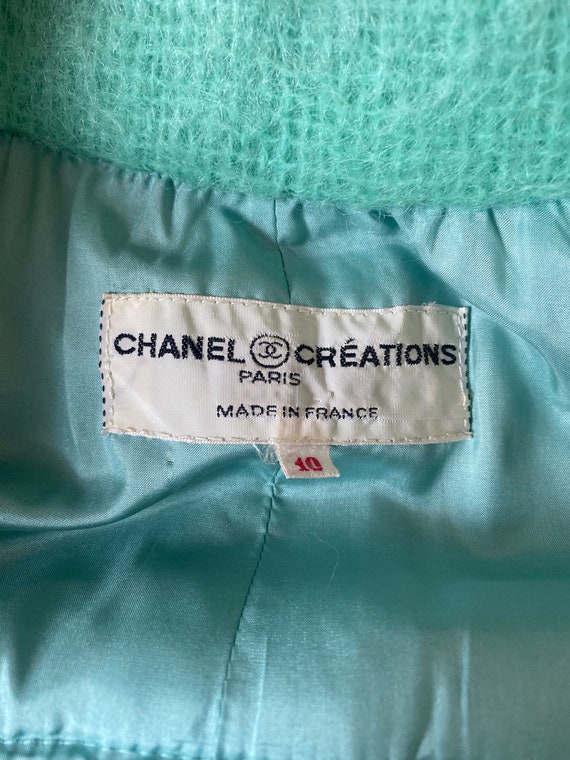 1970s Chanel Mohair Silk-Lined Seafoam Green Coat - image 8