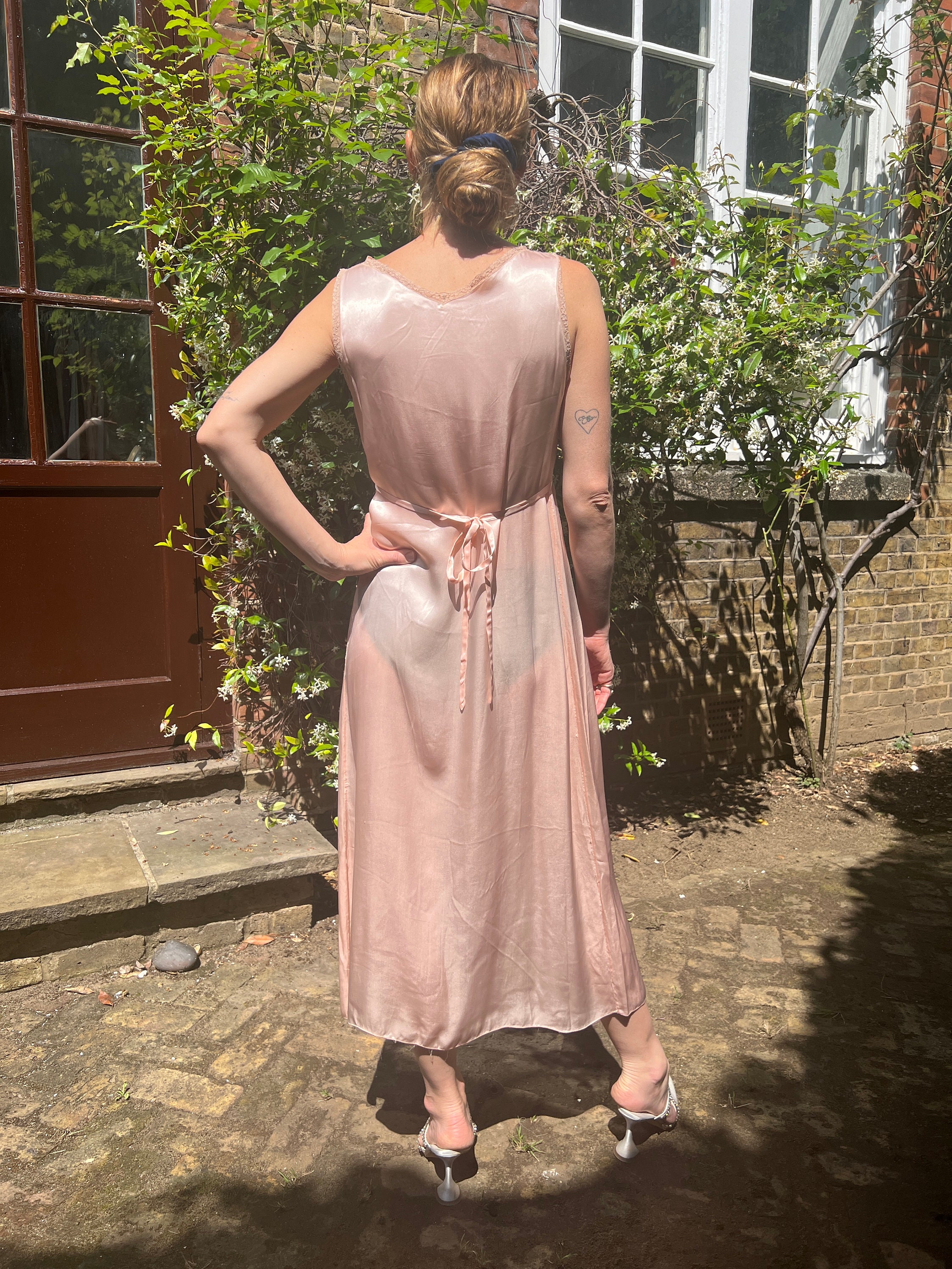 1930s Pink Satin Slip With Lace Cut-out - Etsy