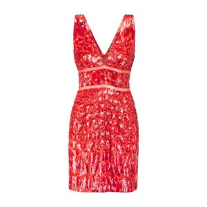 fire sequin dress Fiery Red Cher-Inspired Sequin Salsa Flame Dress With Fringes