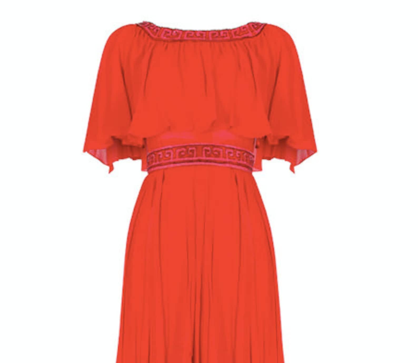Ted Lapidus 1970s Flame Red Couture Dress Etsy