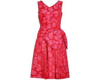 1950s Christian Dior Paris Rosa Seidendamastkleid
