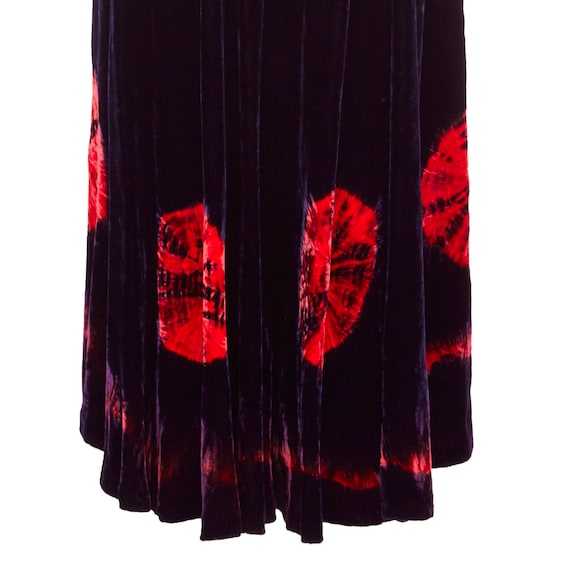 1970s Does 1940s Purple & Red Velvet Tie-Dye Dress - image 4