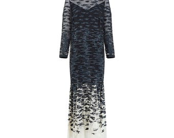 1996 Runway Chanel Haute Couture Monochrome Evening Gown