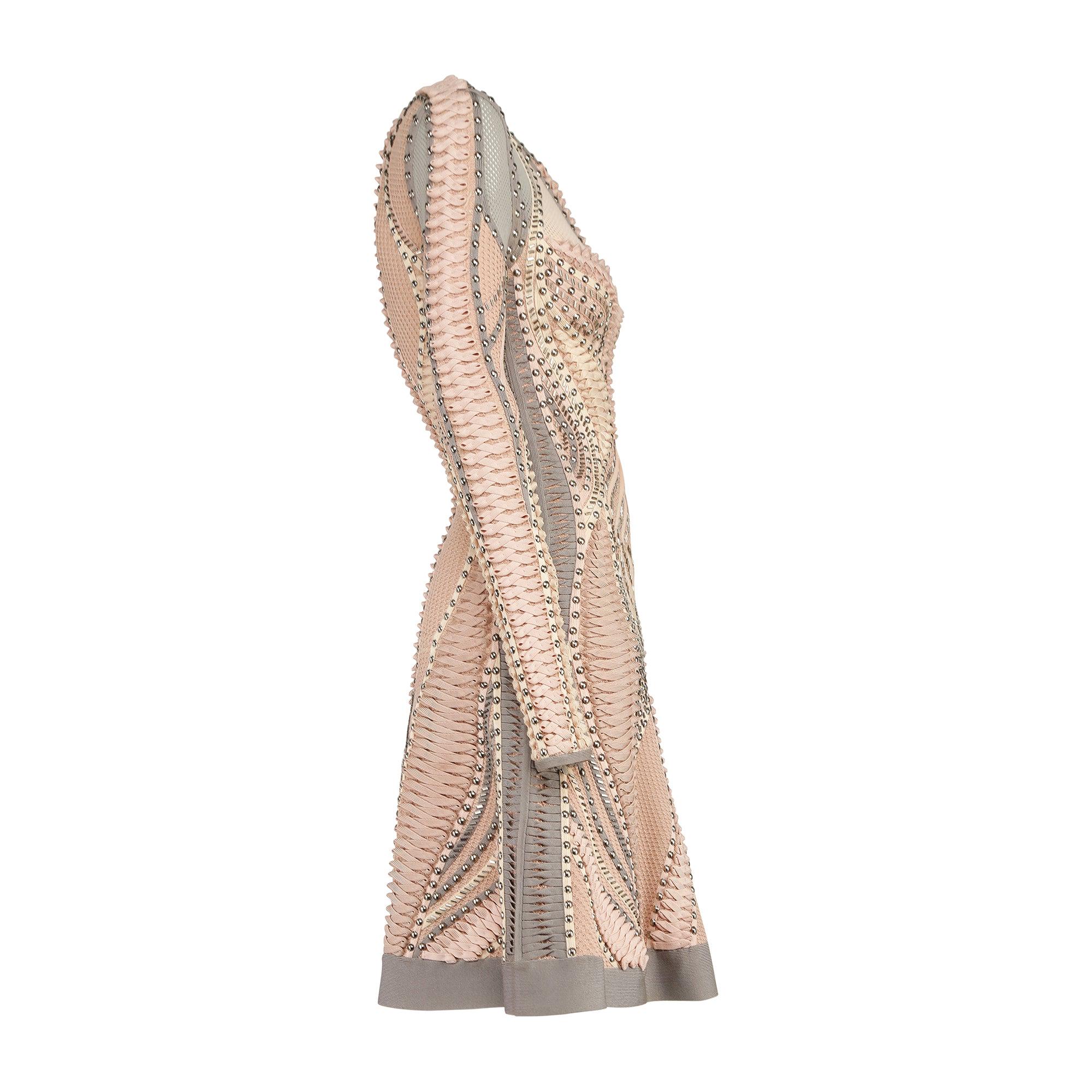 herve leger rose gold bandage dress THE METALLIC VIVIENNE GOWN – HERVÉ LÉGER main image 1