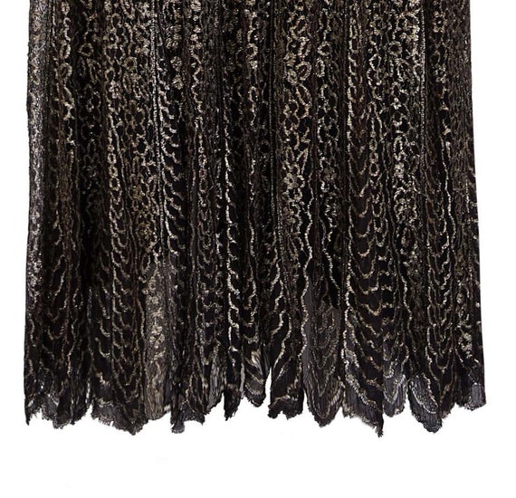 1920s Black & Gold Floral Lace French Lame Dress - image 5