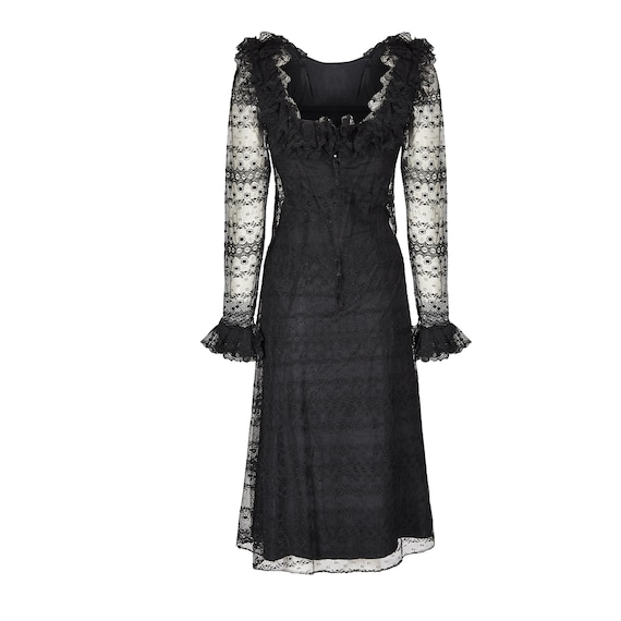 1970s Madame Gres Haute Couture Black Silk & Lace… - image 2