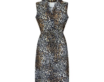 Jaren 70 Kenrose-jurk met luipaardprint en riem