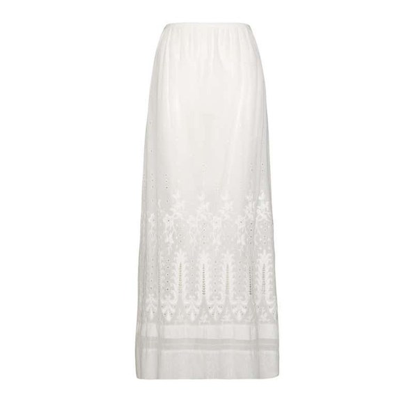 1910s Edwardian White Cotton Embroidered Lawn Skir