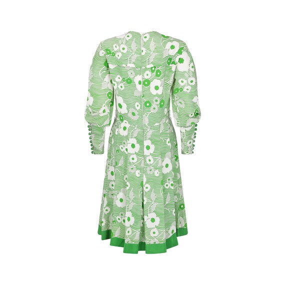 1970s French Haute Couture Green and White Floral… - image 3