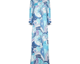 1968 Documented Diorling by Christian Dior Blue Floral Coat Dress