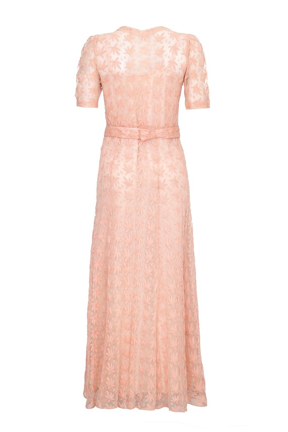 1930s Pale Pink Embroidered Lace Tea Gown Dress - image 2