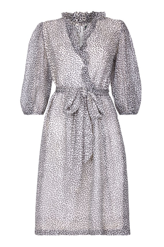 Norman Hartnell 1970s Couture Silk Crepe Monochrom
