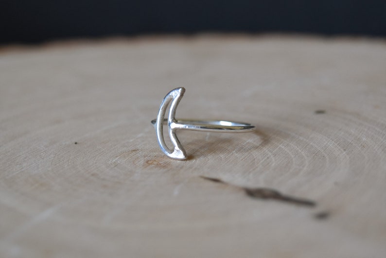 Minimalist Boho Sterling Silver Crescent Moon Ring Stacking Ring
