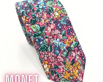 Skywalker Apparel Monet Floral Tie | Floral Ties Men | Wedding Ties Groom Groomsmen | Kentucky Derby