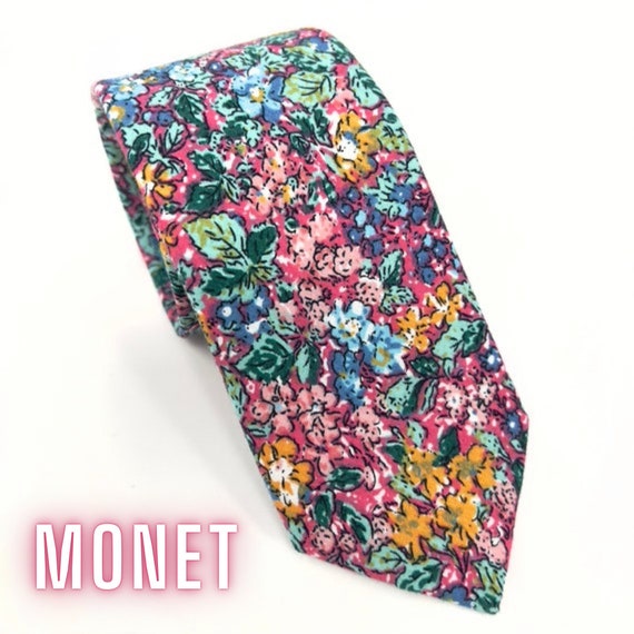 Skywalker Apparel Monet Floral Tie | Floral Ties Men | Wedding Ties Groom Groomsmen | Kentucky Derby