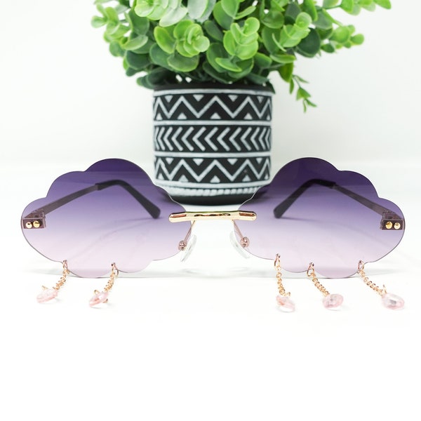 Ultra Music Festival Cloud Tassel Novelty Sunglasses Blue Pink Purple Women Outdoor Cosplay Costume Unique Round Oversized Shades Bangle