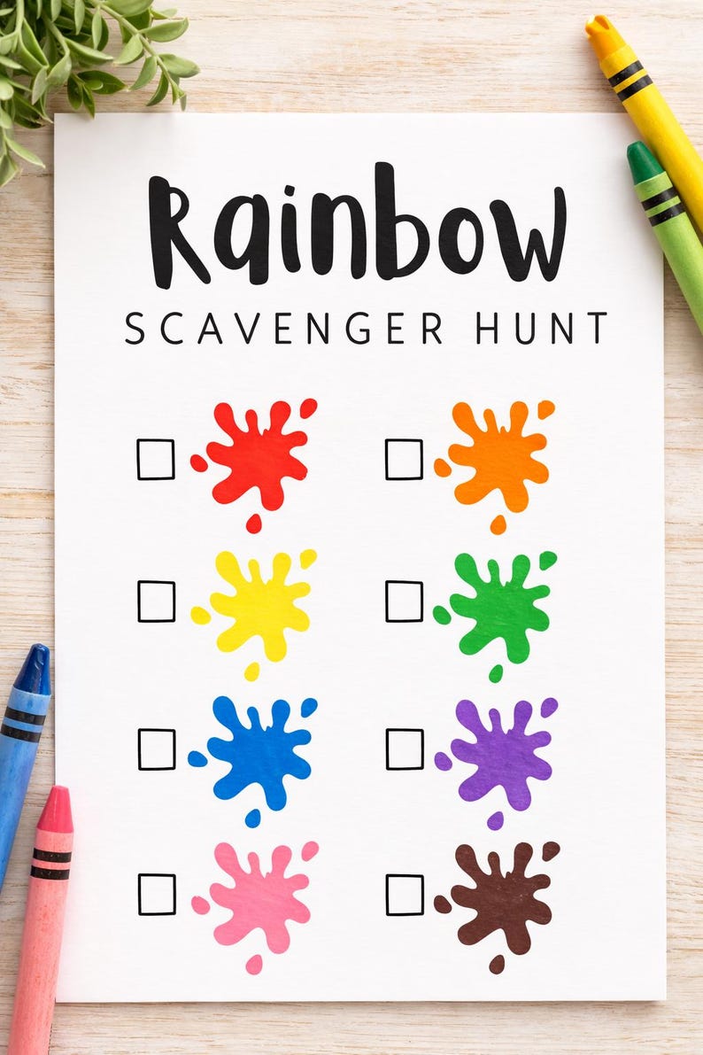 Rainbow Scavenger Hunt Printable for Kids | Color Hunt Activity ...