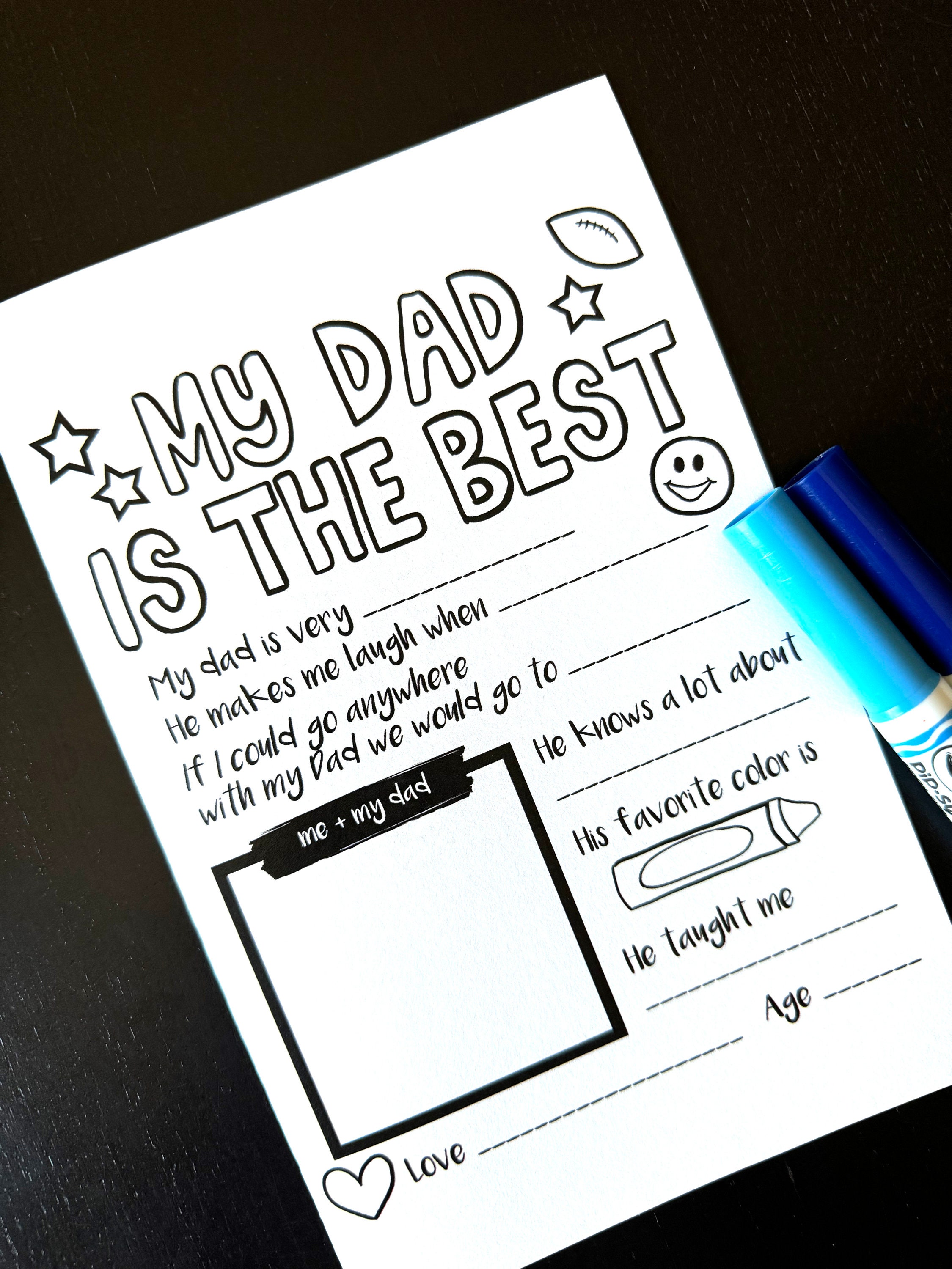 Printable Coloring Card My Dad is the Best Father's Day - Etsy