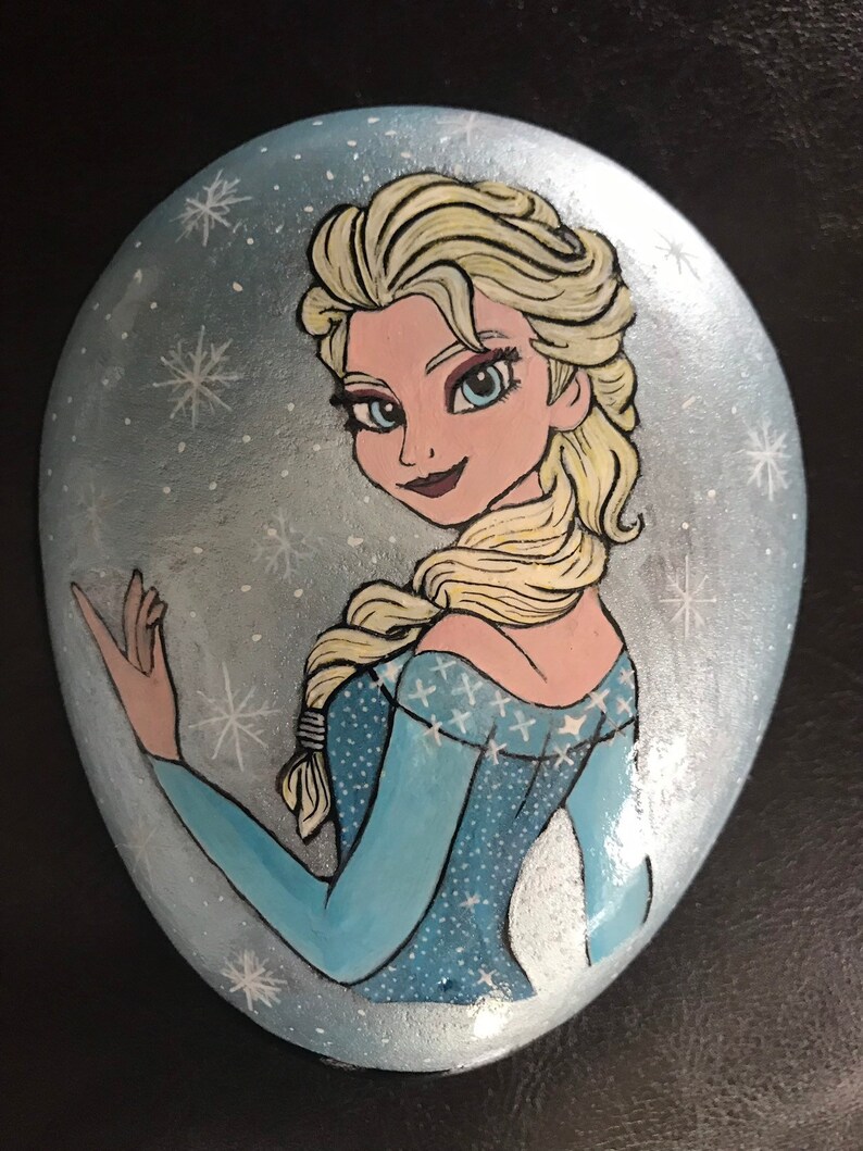 Hand painted rock Elsa disney frozen princess rock | Etsy